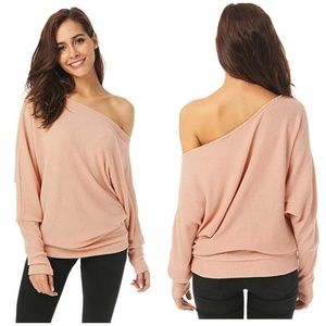 Off the Shoulder Loose Knit Pullover Sweater